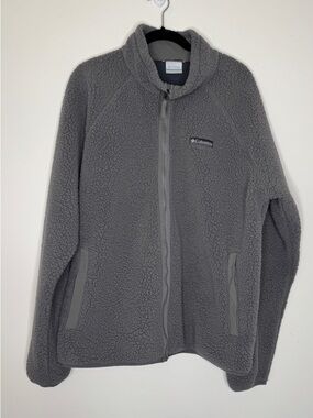 Columbia Gray Sherpa Fleece Zip-Up Jacket